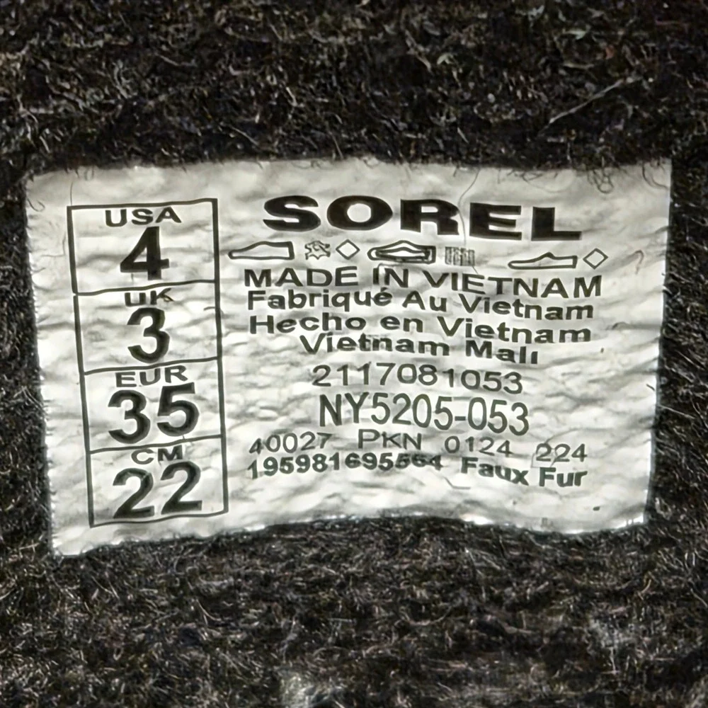 Sorel 1964 Pac Strap Winter Boots Youth 4 Grey Black Waterproof Winter Snow Ski